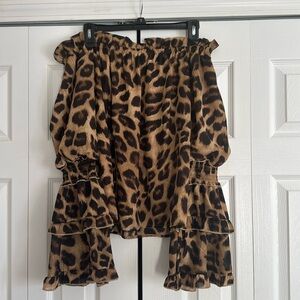Windsor Leopard Off Shoulder Blouse Small